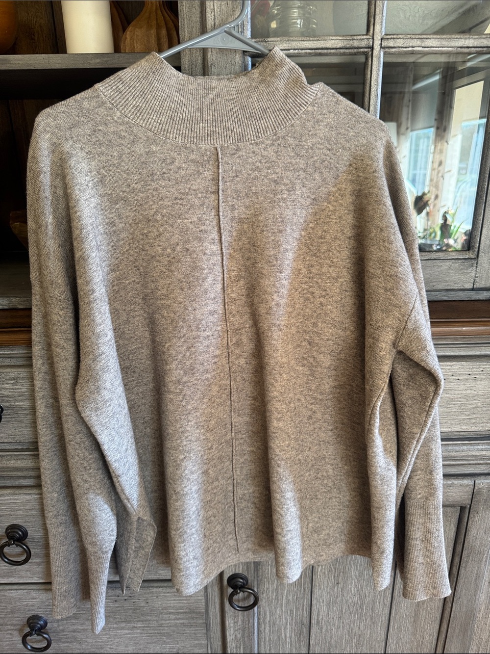 Magaschoni Women's Taupe Heathered Turtleneck Sweater